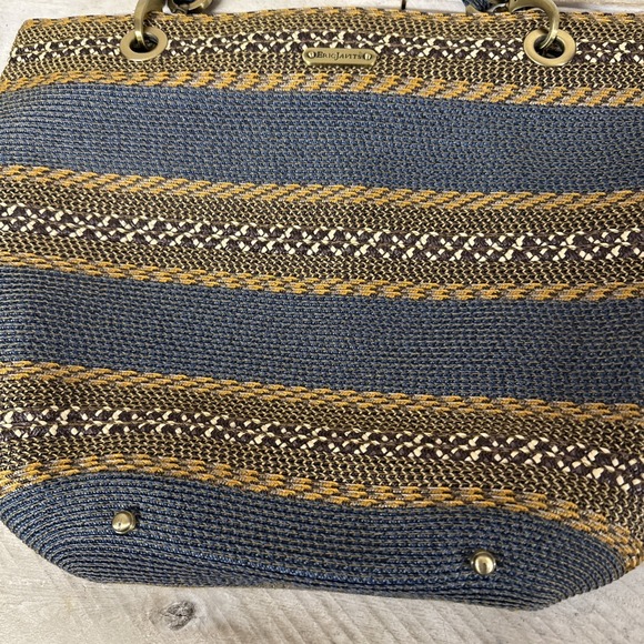 Eric Javits Multicolored Striped Woven Squishee Shoulder Bag Tote Purse - Picture 3 of 11